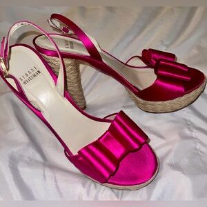 STUART WEITZMAN WOVEN PINK SATIN PUMP-size 9